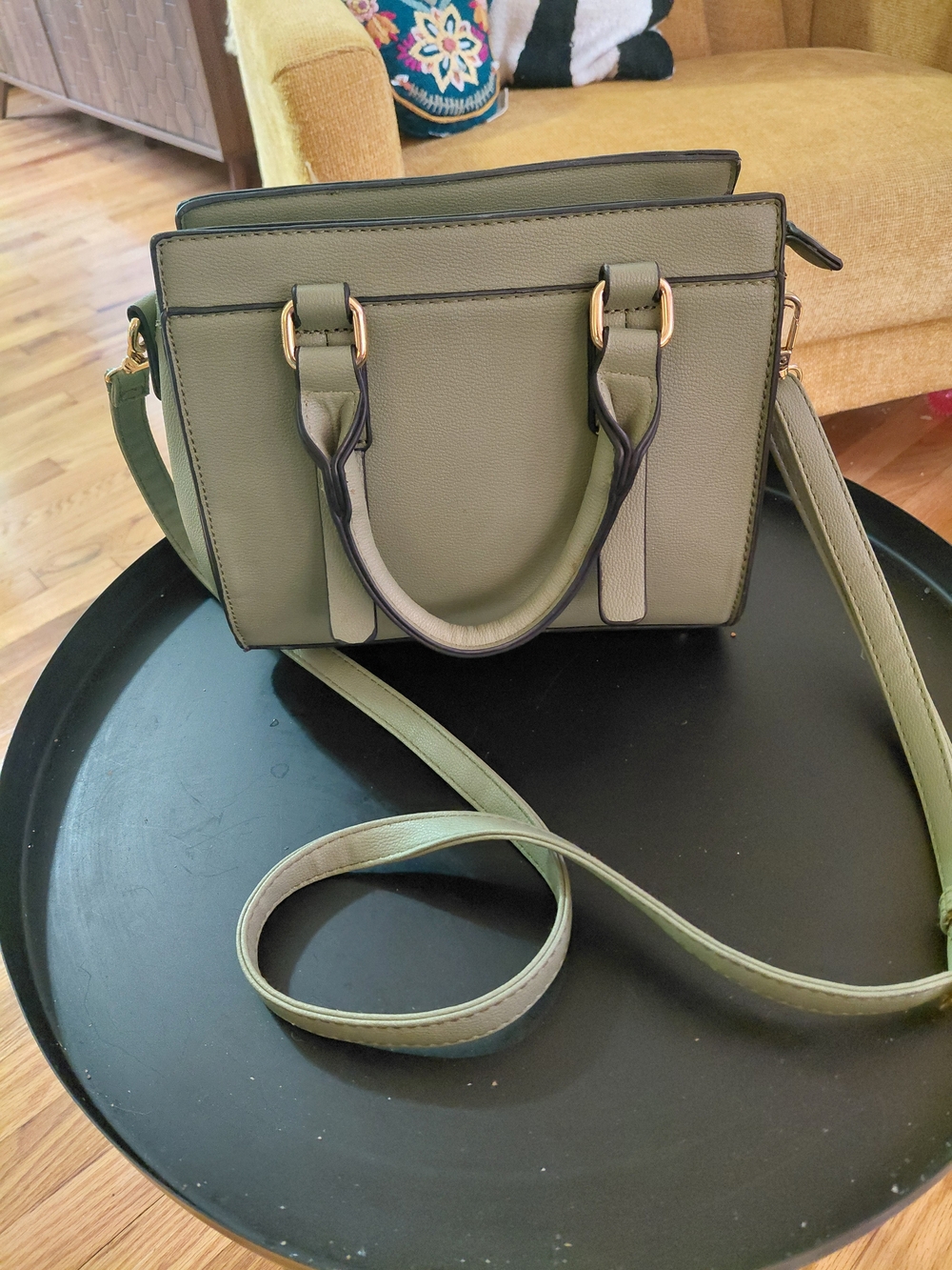 Olive Green Structured Satchel Handbag - Versatile Crossbody